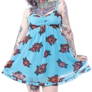 Sourpuss blue rose dress